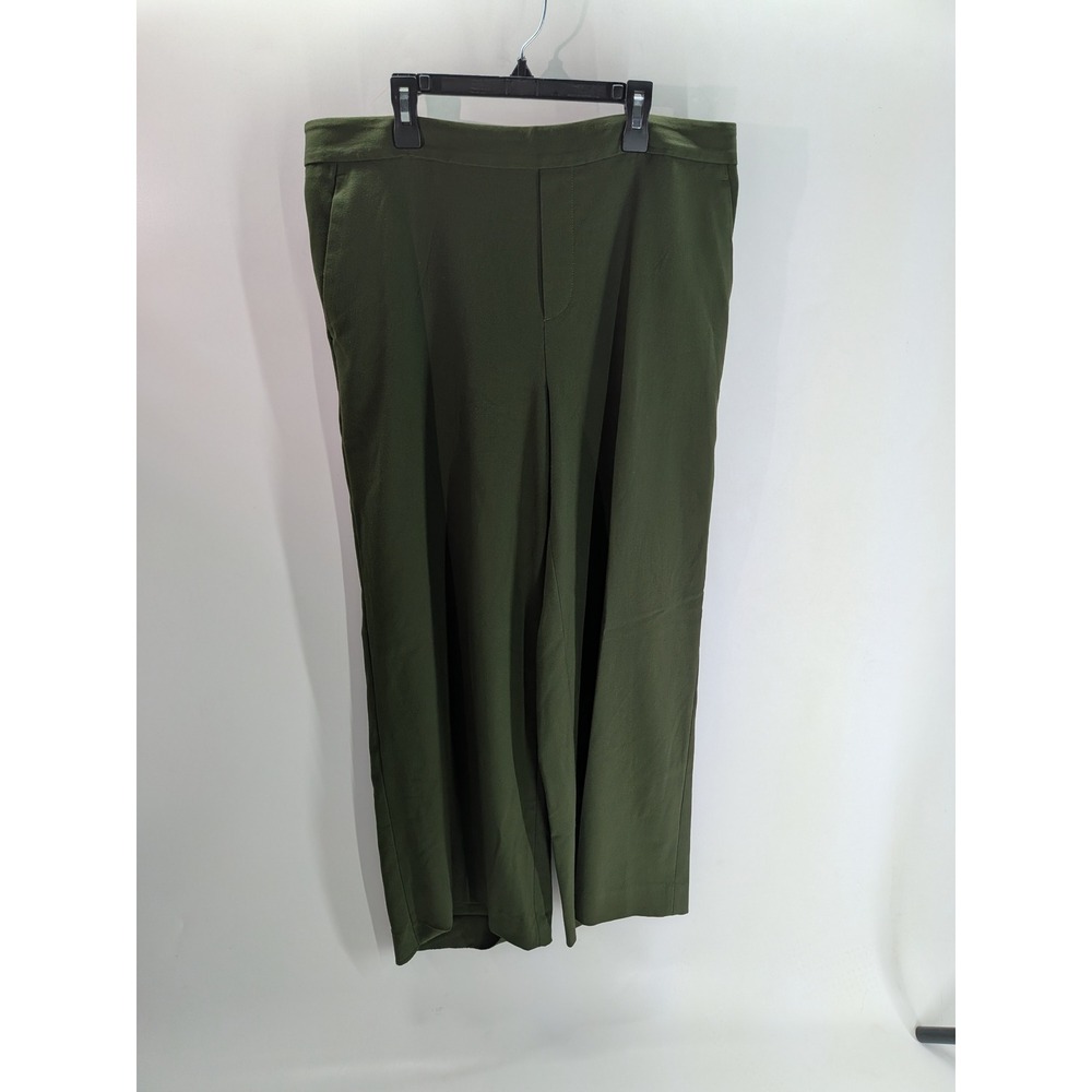 Banana Republic Hayden Pant 14 Petite Olive Green Wide Leg Cropped Trousers
